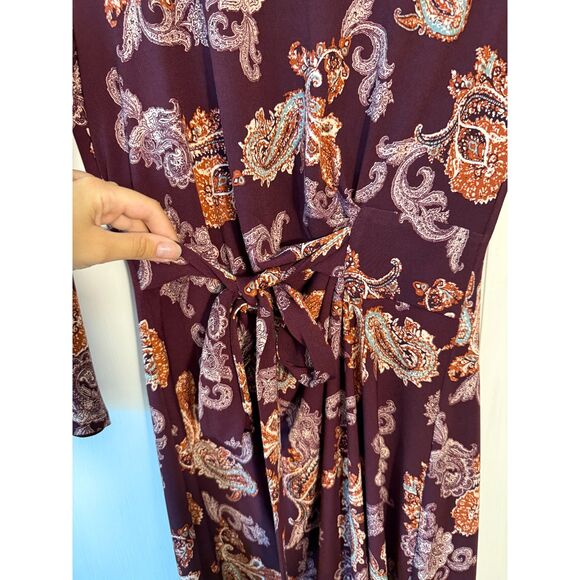 Ann Taylor Purple Patterned Long Sleeve Dress - Picture 3 of 4